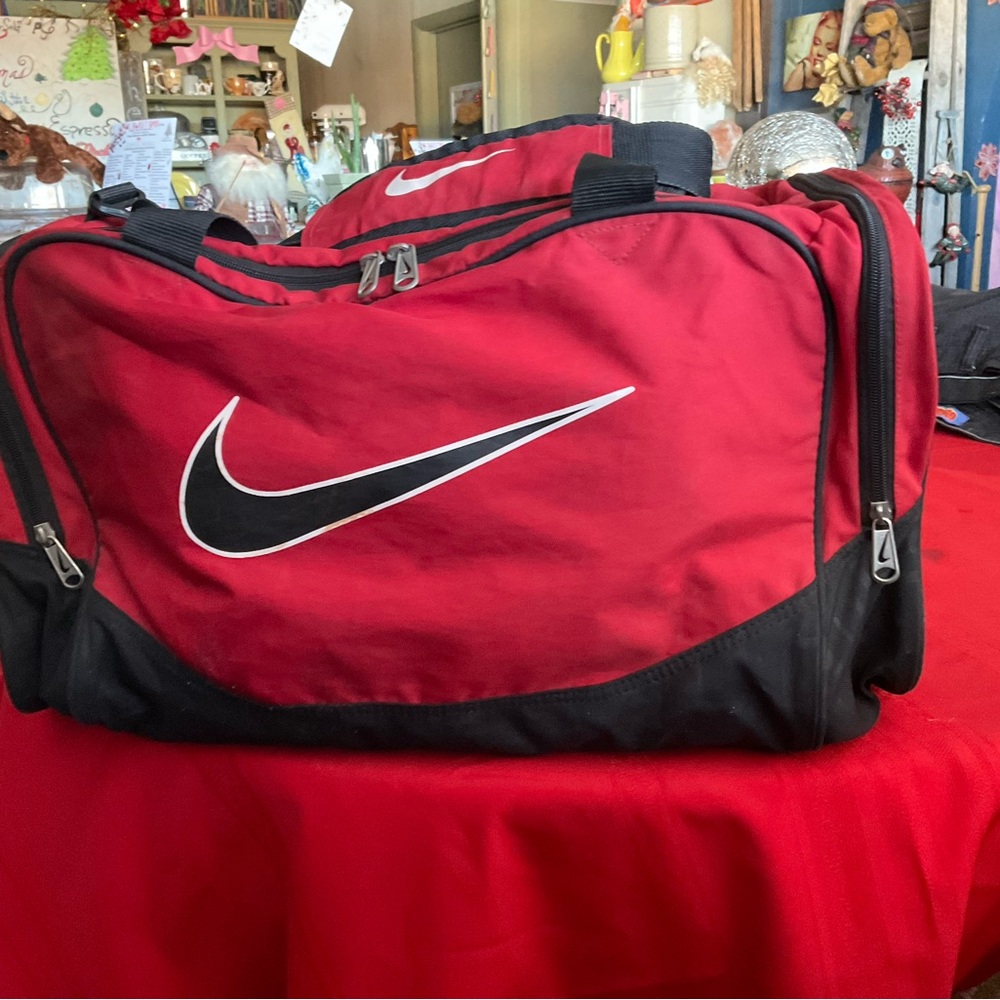 Nike Men's Red and Black Duffel Bag
